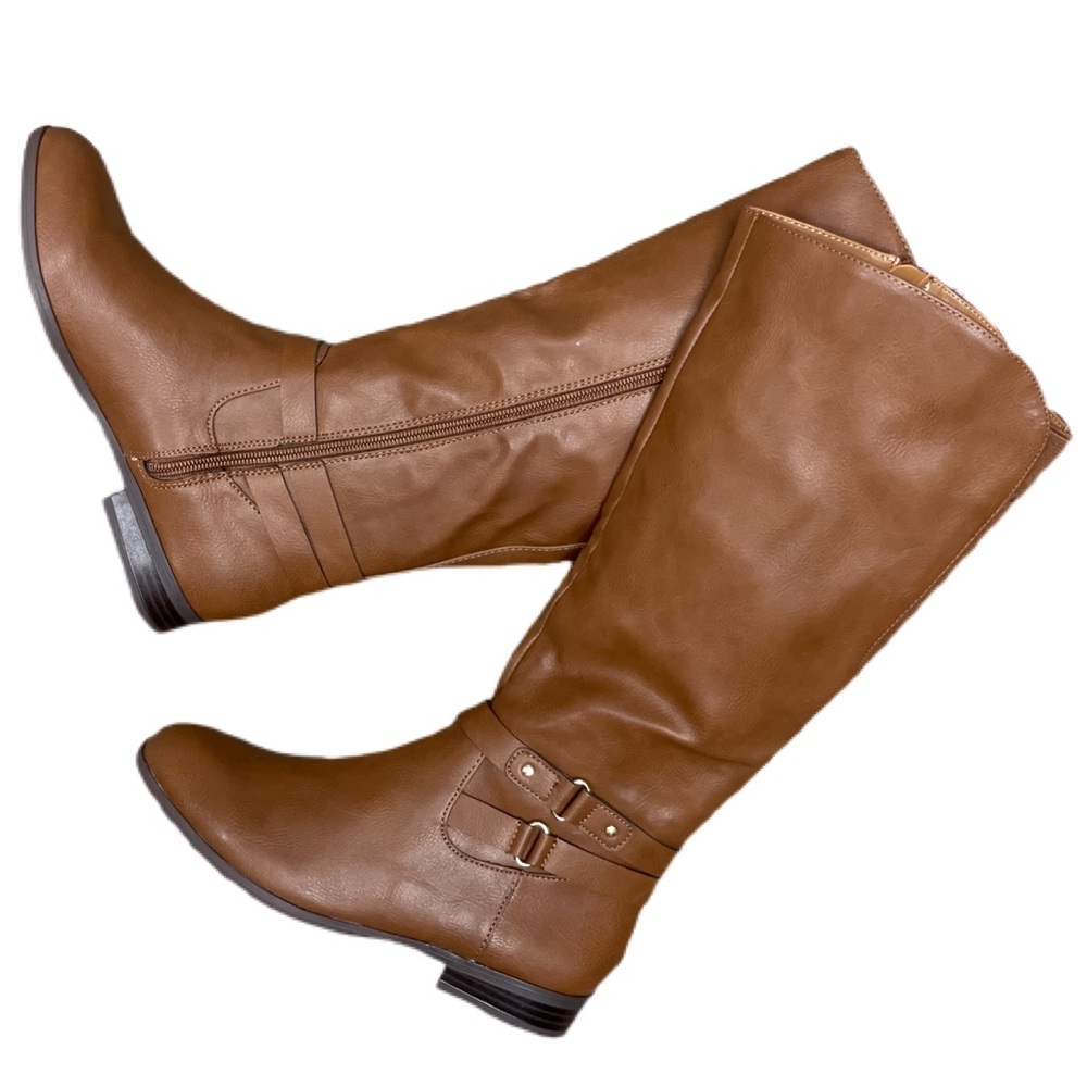 Kindell Faux Leather Round Toe Riding Boots NWB!
